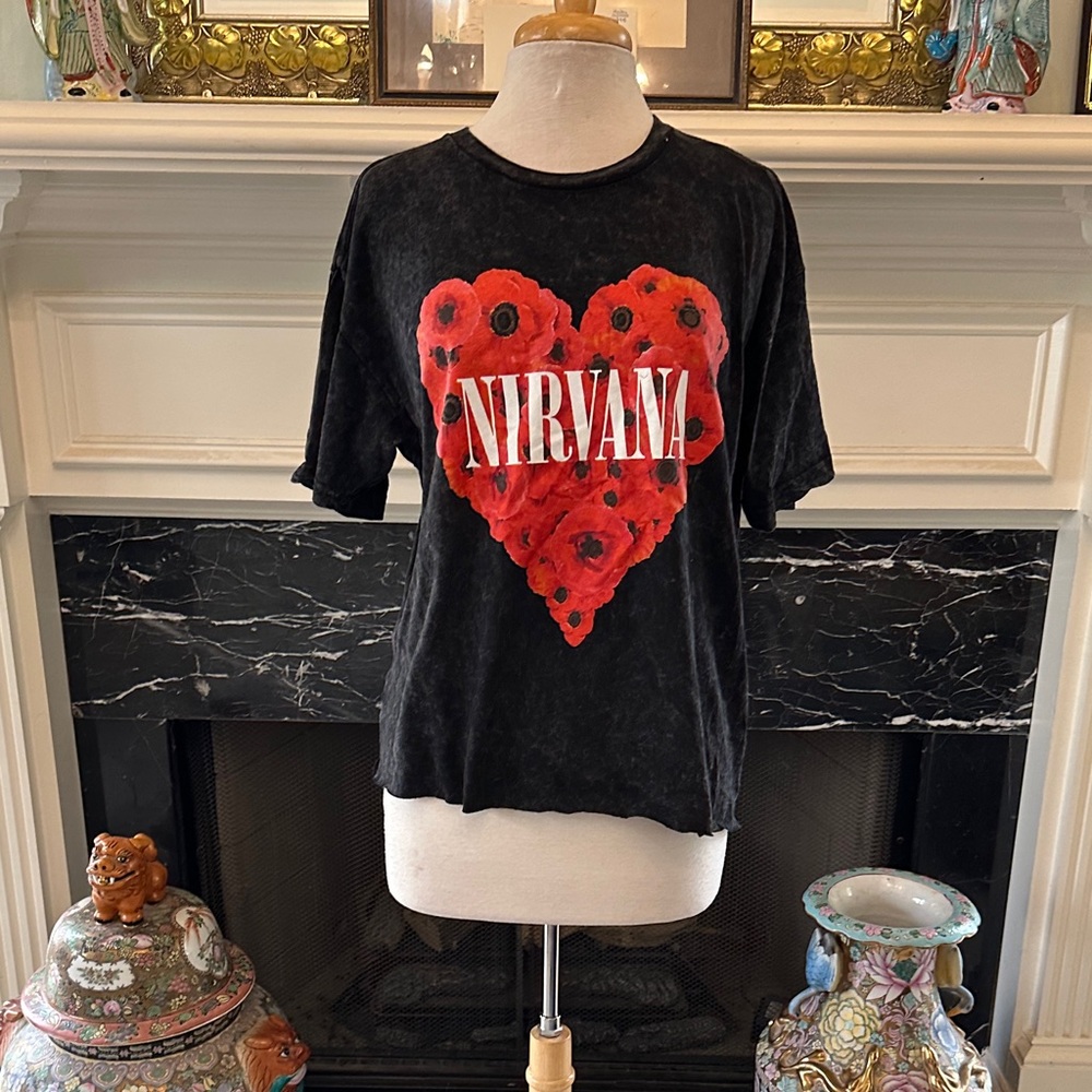 NIRVANA Black/ Gray T-Shirt with Iconic Logo